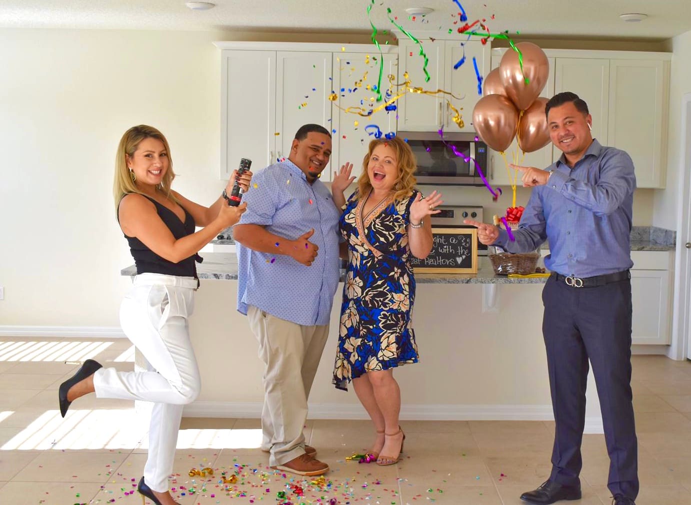 Confetti celebration in a newly closed Central Florida home